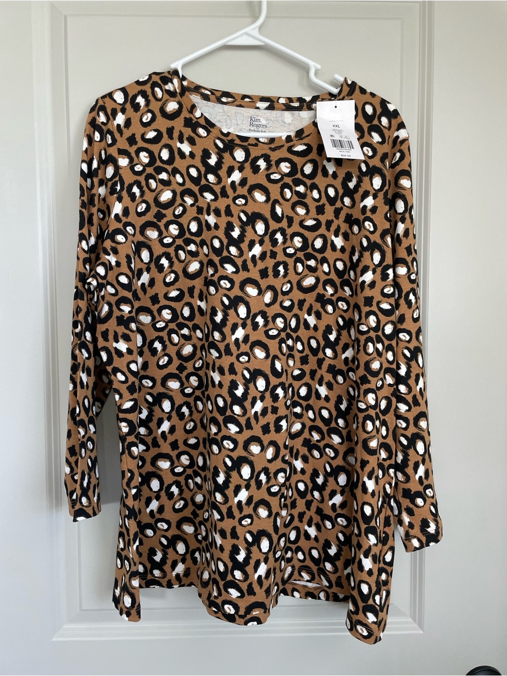 Kim Rogers Leopard Print Tunic Top | Animal Print Long Sleeve | XXL NWT
